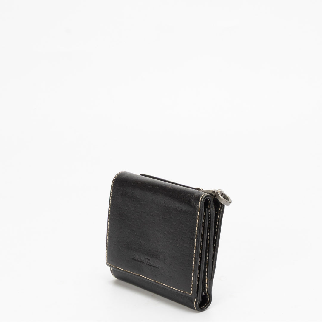 Salvatore Ferragamo Black Compact Women's Wallet