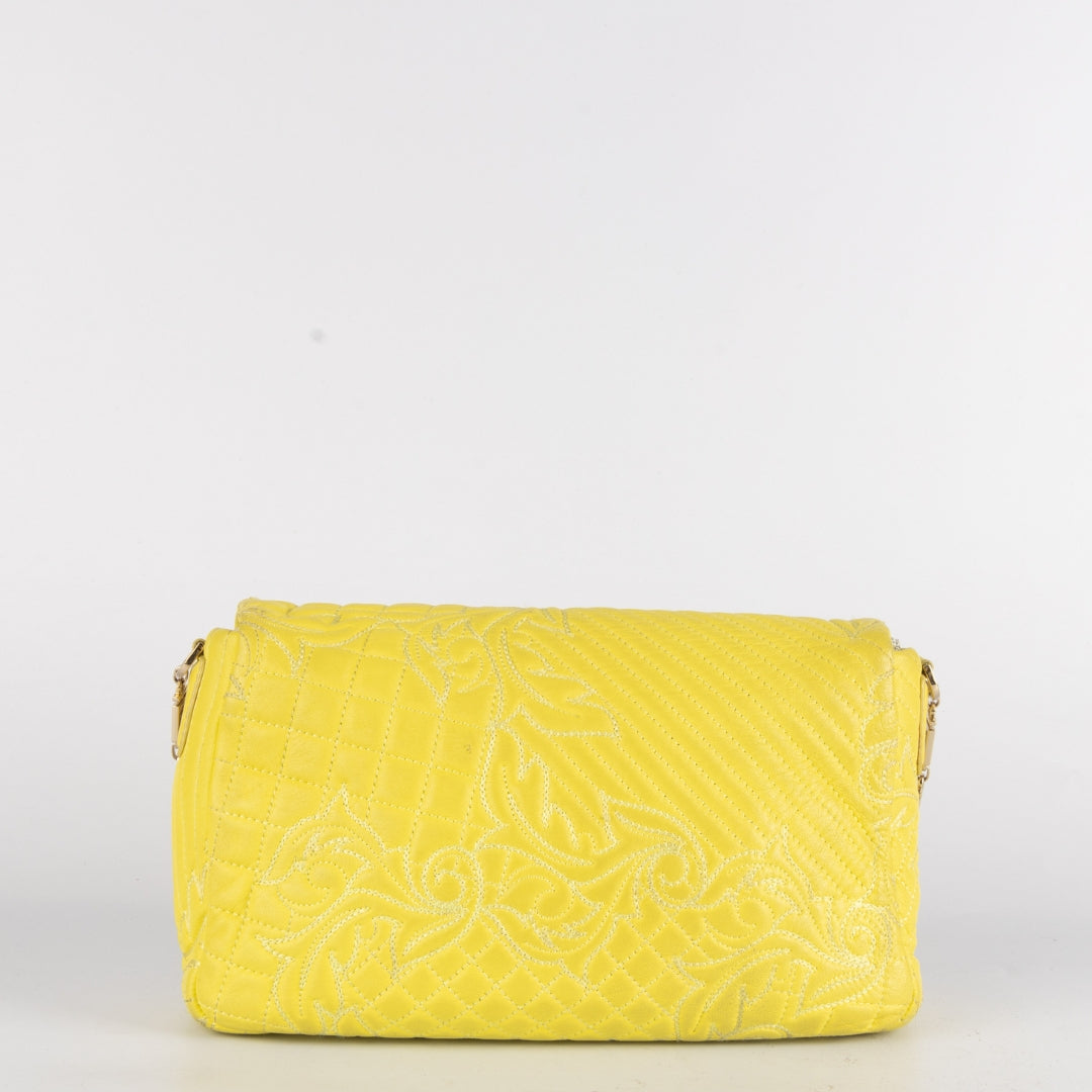 Versace Yellow Embroidered Leather Calliope Vanitas Shoulder Bag