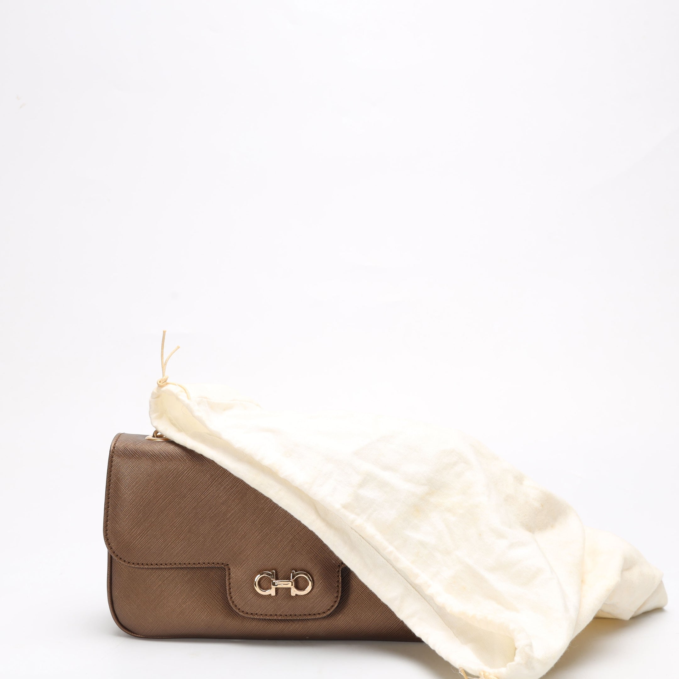 Salvatore Ferragamo Brown Gancini Chain Shoulder Bag