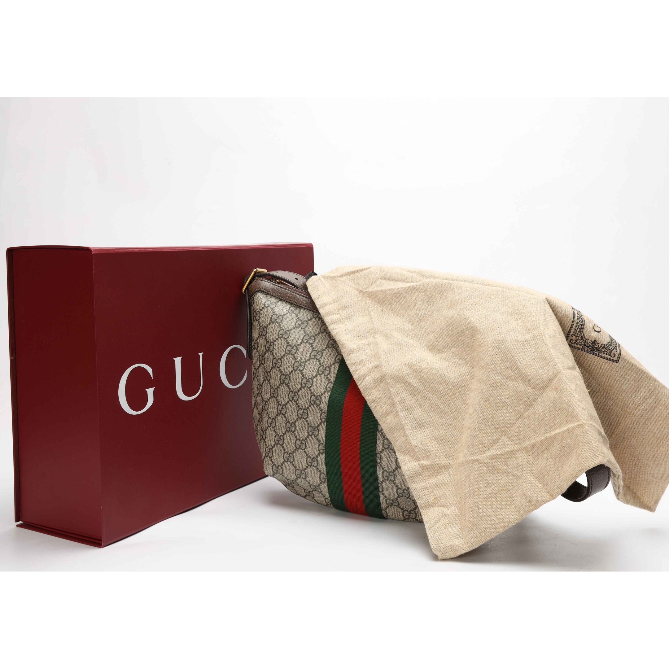Gucci Ophidia Web Half Moon Shoulder Bag