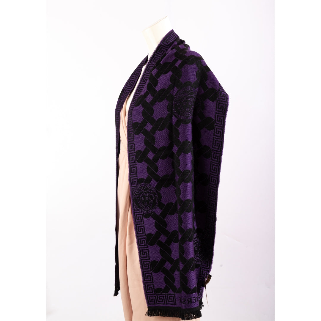 Versace Lana Wool Purple Scarf