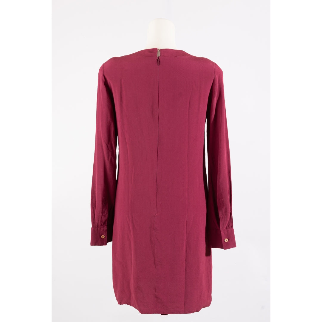 Gucci Berry Crepe De Chine Long Sleeves Dress