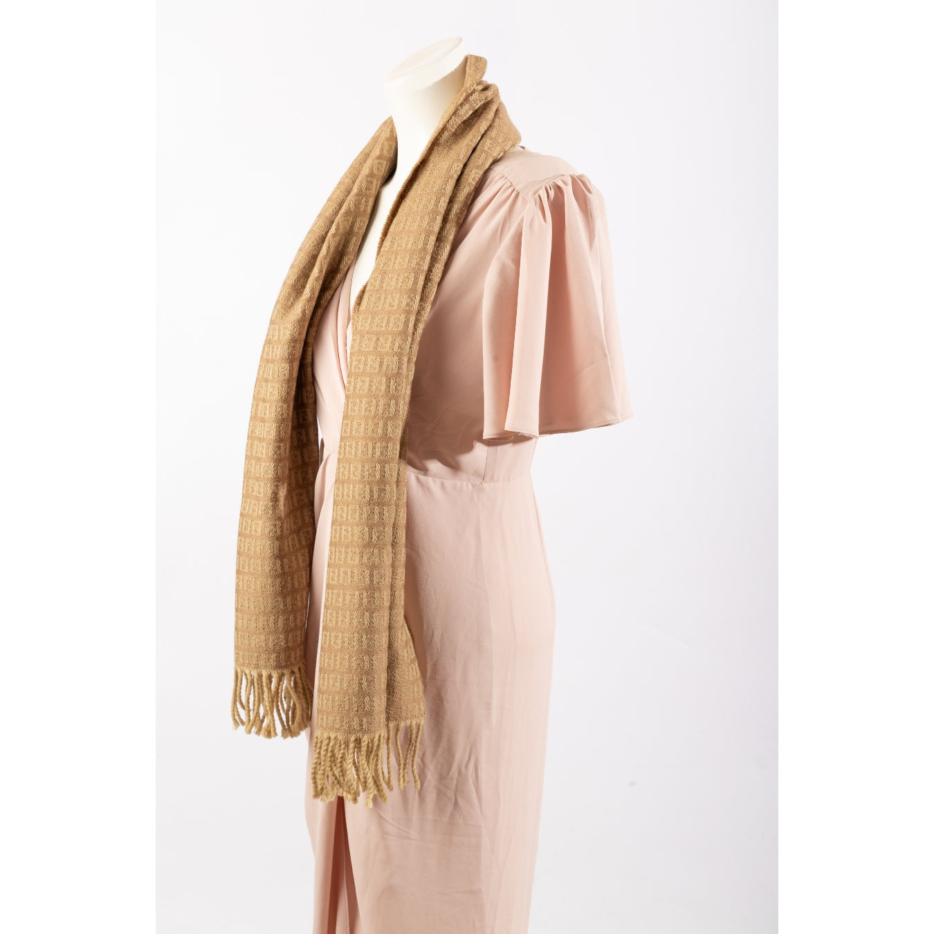Fendi FF Beige Cashmere Scarf