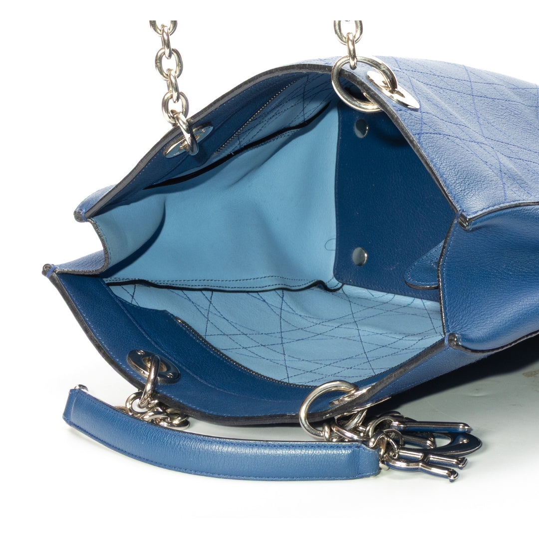 Dior Medium Calfskin Blue Cannage Tote