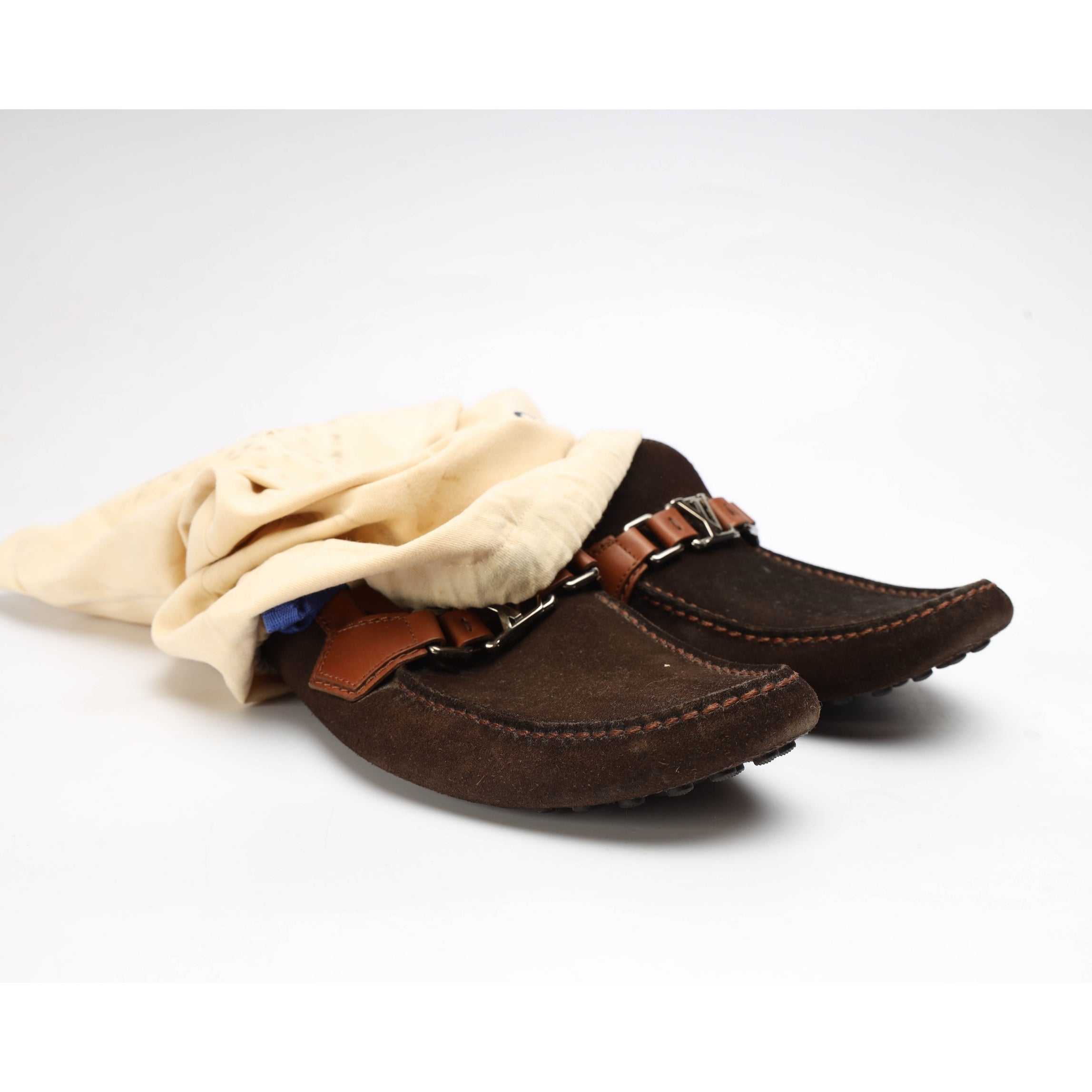 Louis Vuitton Brown Suede Hockenhein Slip On Loafers