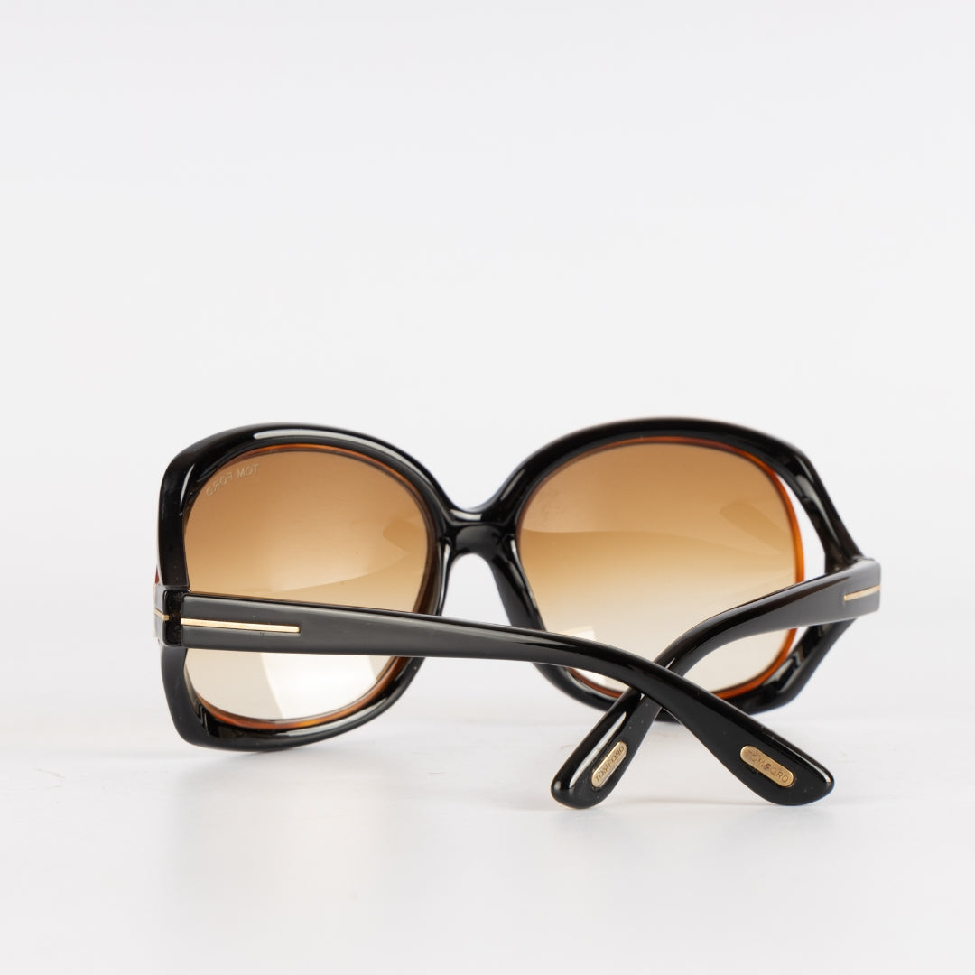 Tom Ford Black Frame Brown Gradient Lens Jaquelin Sunglasses