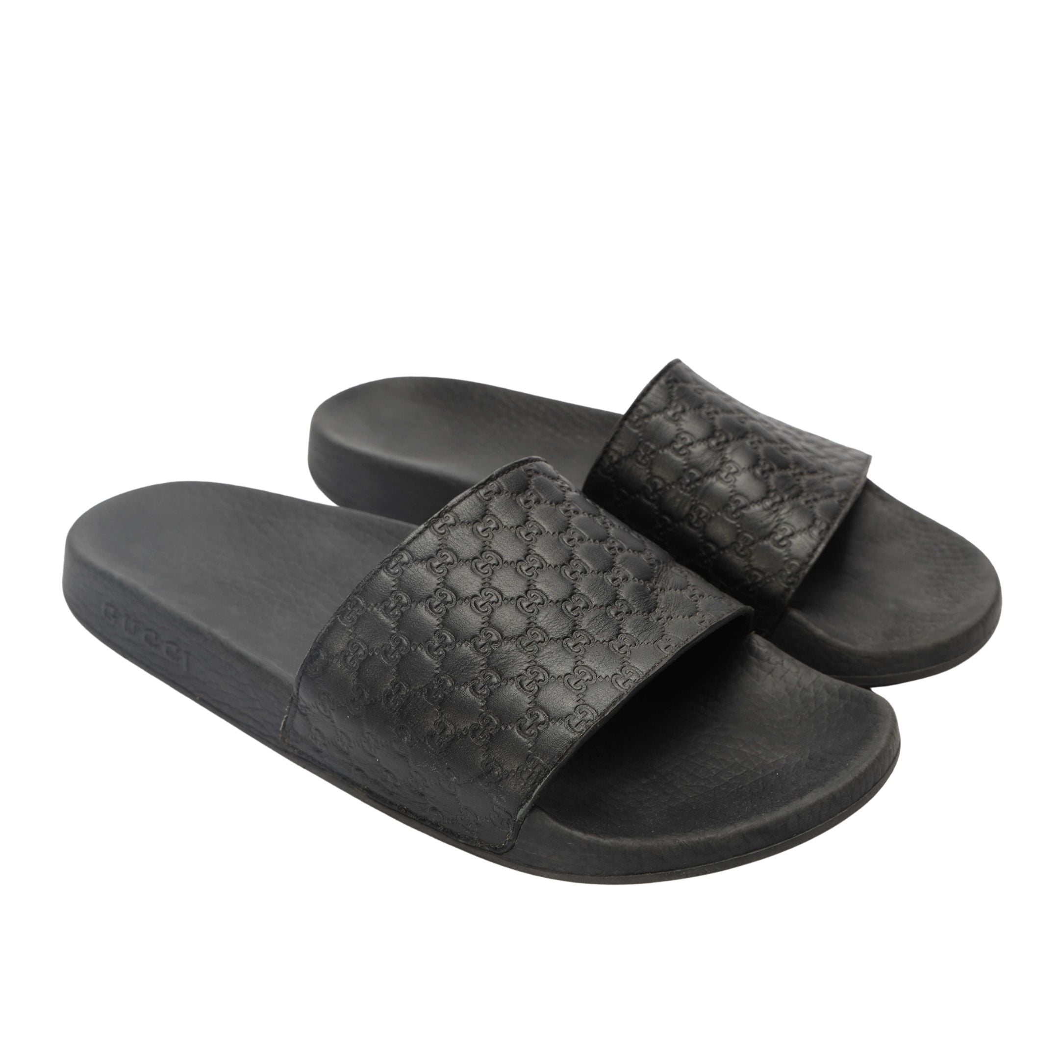 Gucci Black Micro Guccissima Slides