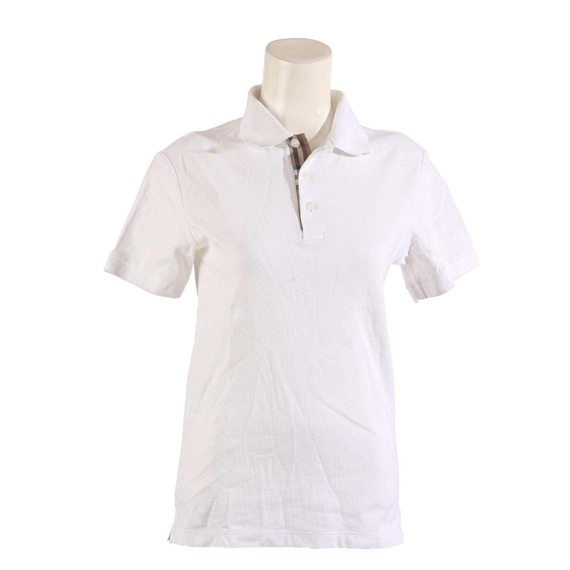 Burberry Check White Polo T- Shirt