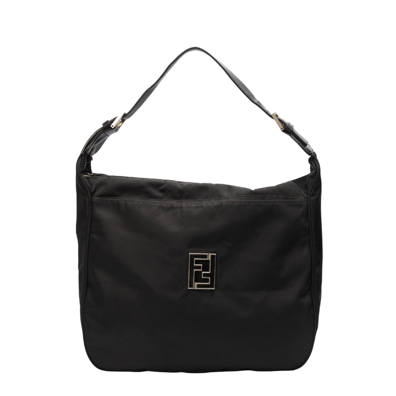 Fendi Leather-Trimmed Nylon Top Handle Bag
