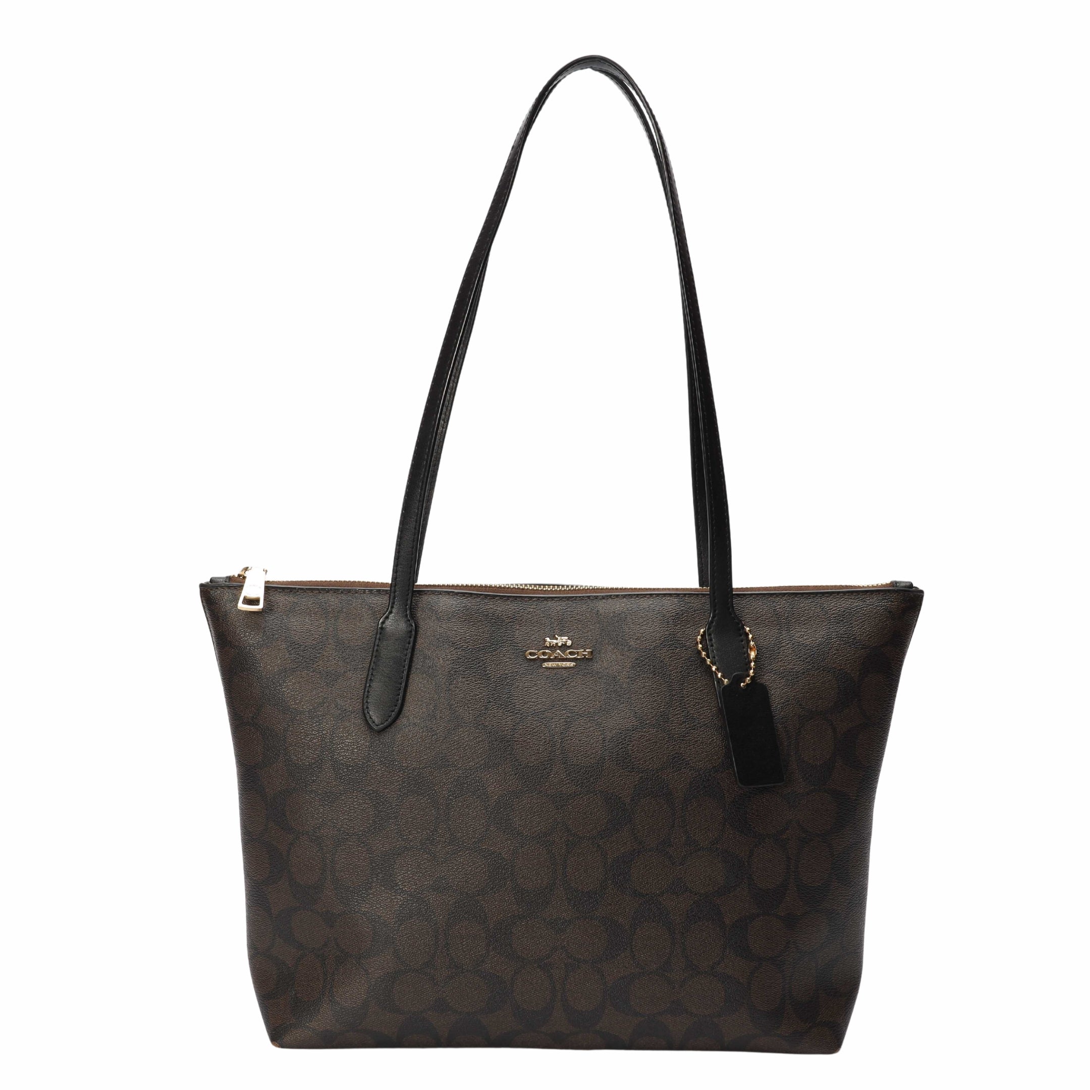 Coach Brown Monogram City Zip Top Tote