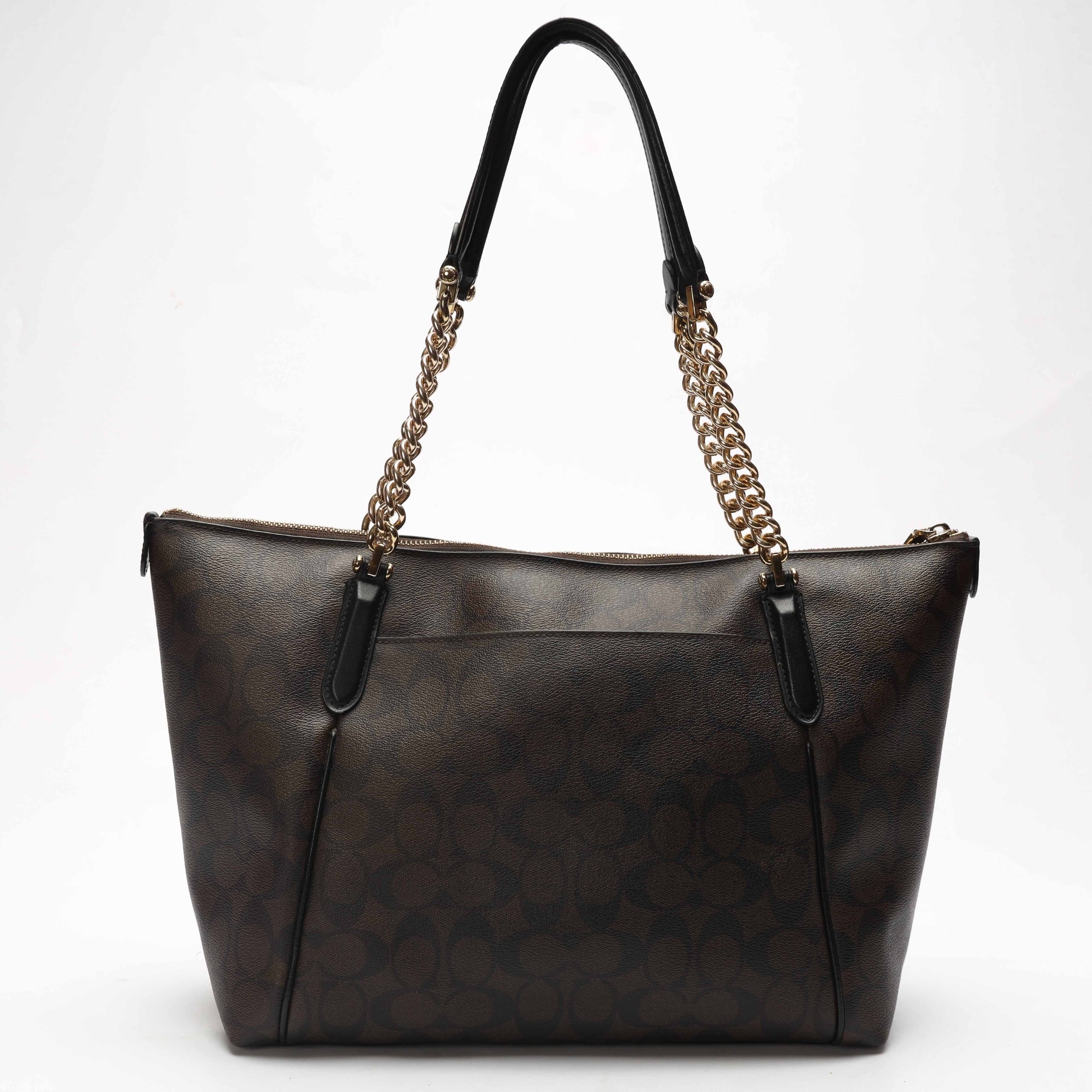 Coach Brown Signature Canvas Ava Chain Tote