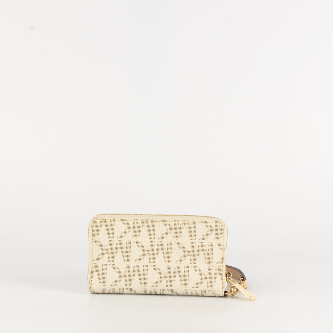 Michael Kors Beige Signature Coated Canvas Wristlet