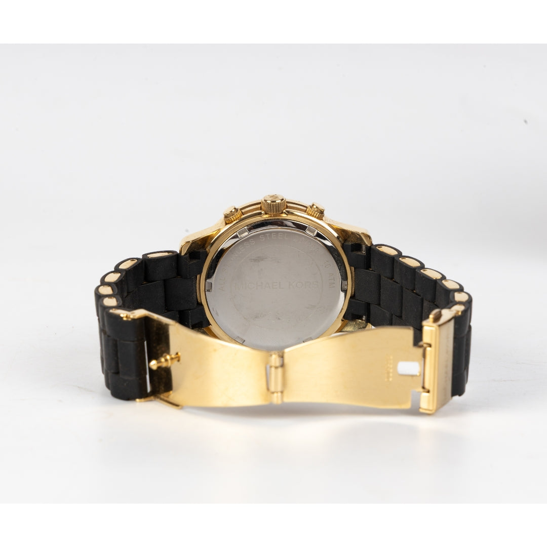 Michael Kors Runway Chronograph Black Silicone Watch