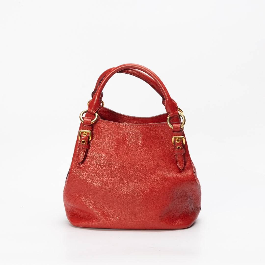 Miu Miu Red Leather Bucket Bag