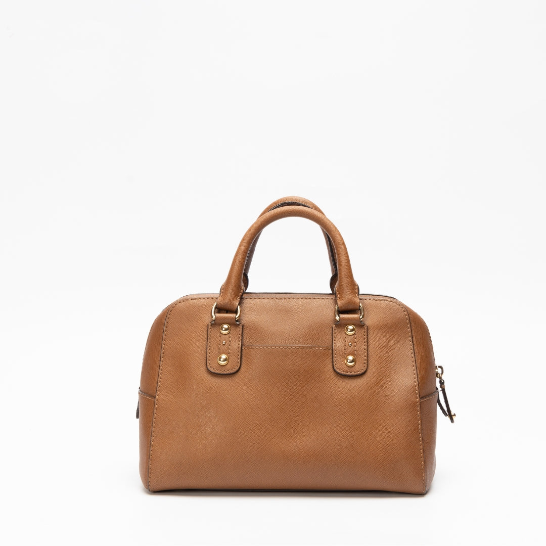 Michael Kors Brown Leather Round Top Handle Bag