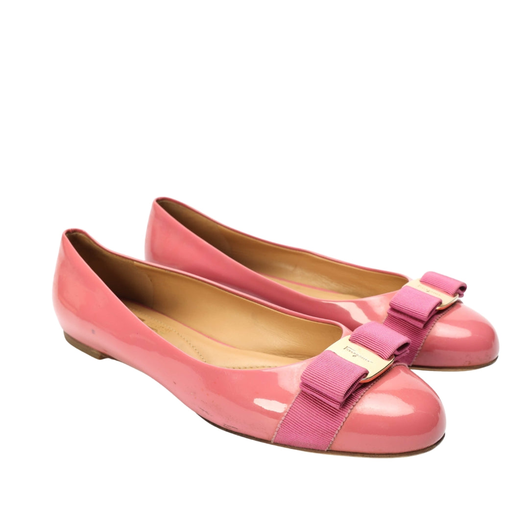 Salvatore Ferragamo Vara Bow Pink Flats