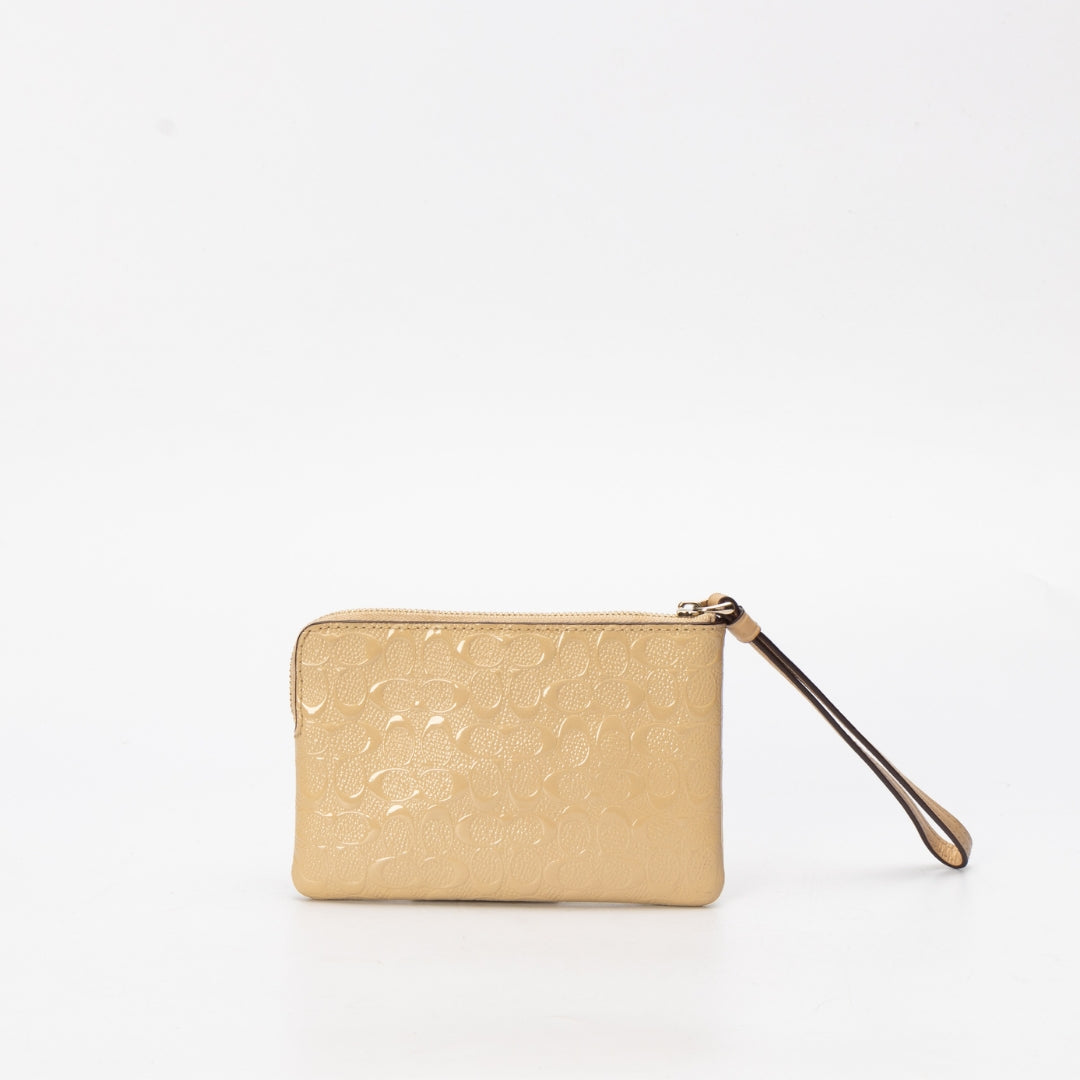 Coach Beige Patent Leather Wristlet