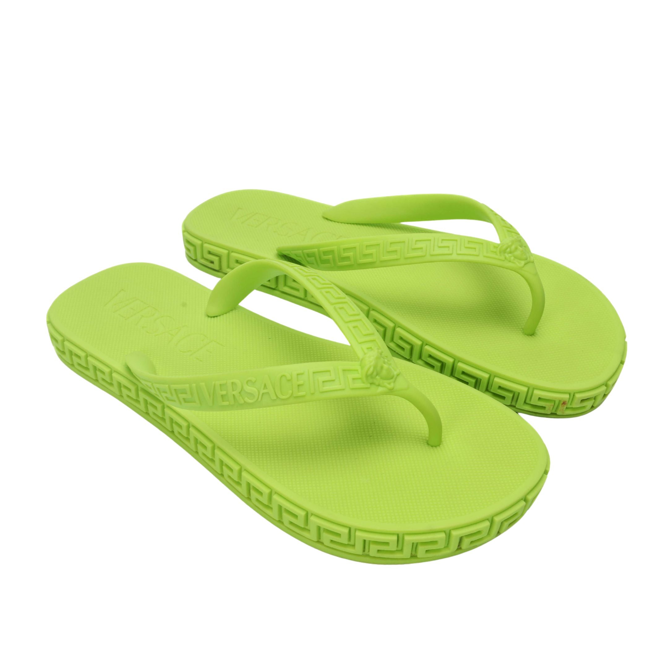 Versace Greca Green Flip-Flop Sandals