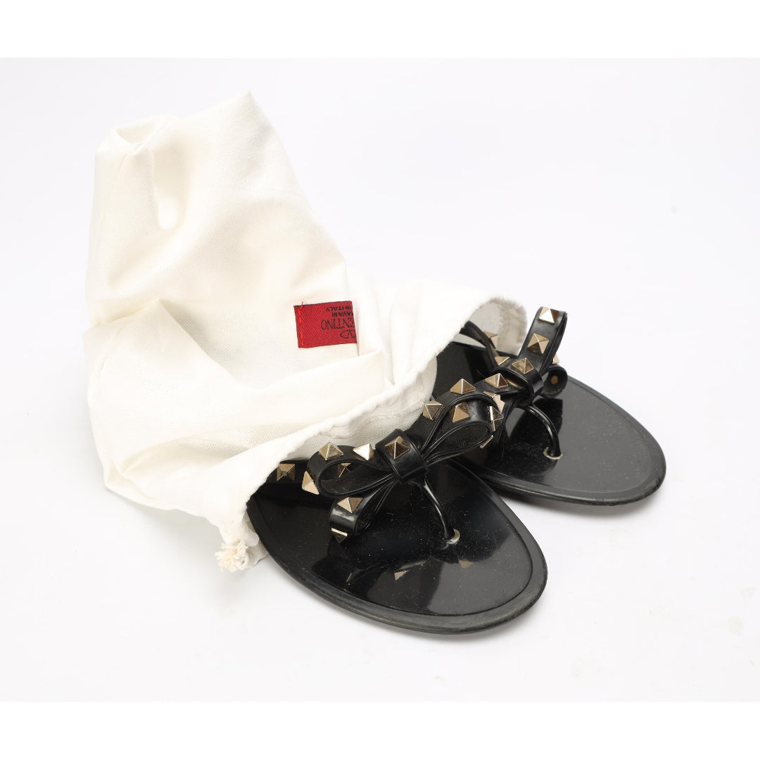 Valentino Garavani Black Rockstud Rubber Flats