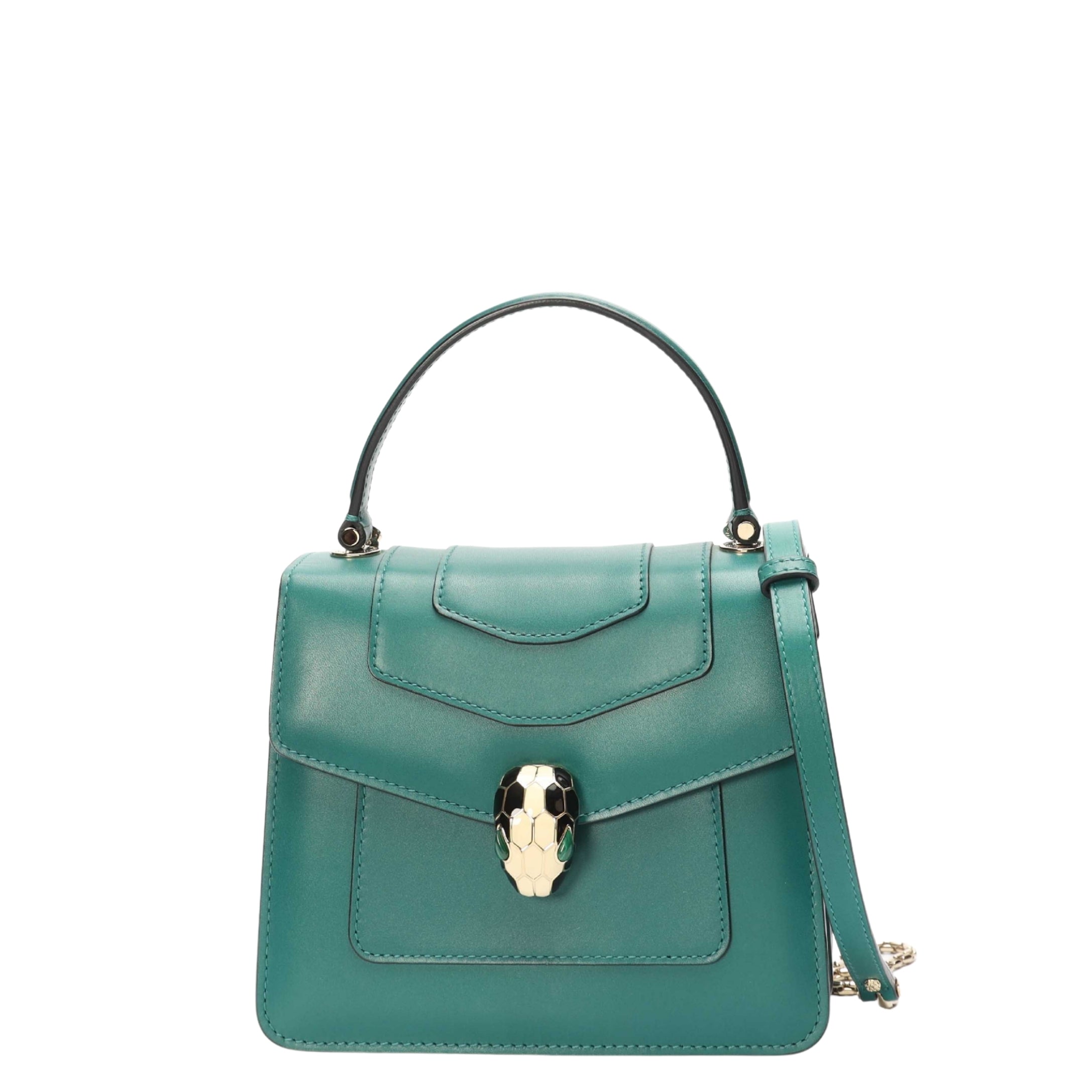 Bvlgari Teal Serpenti Forever Medium Satchel