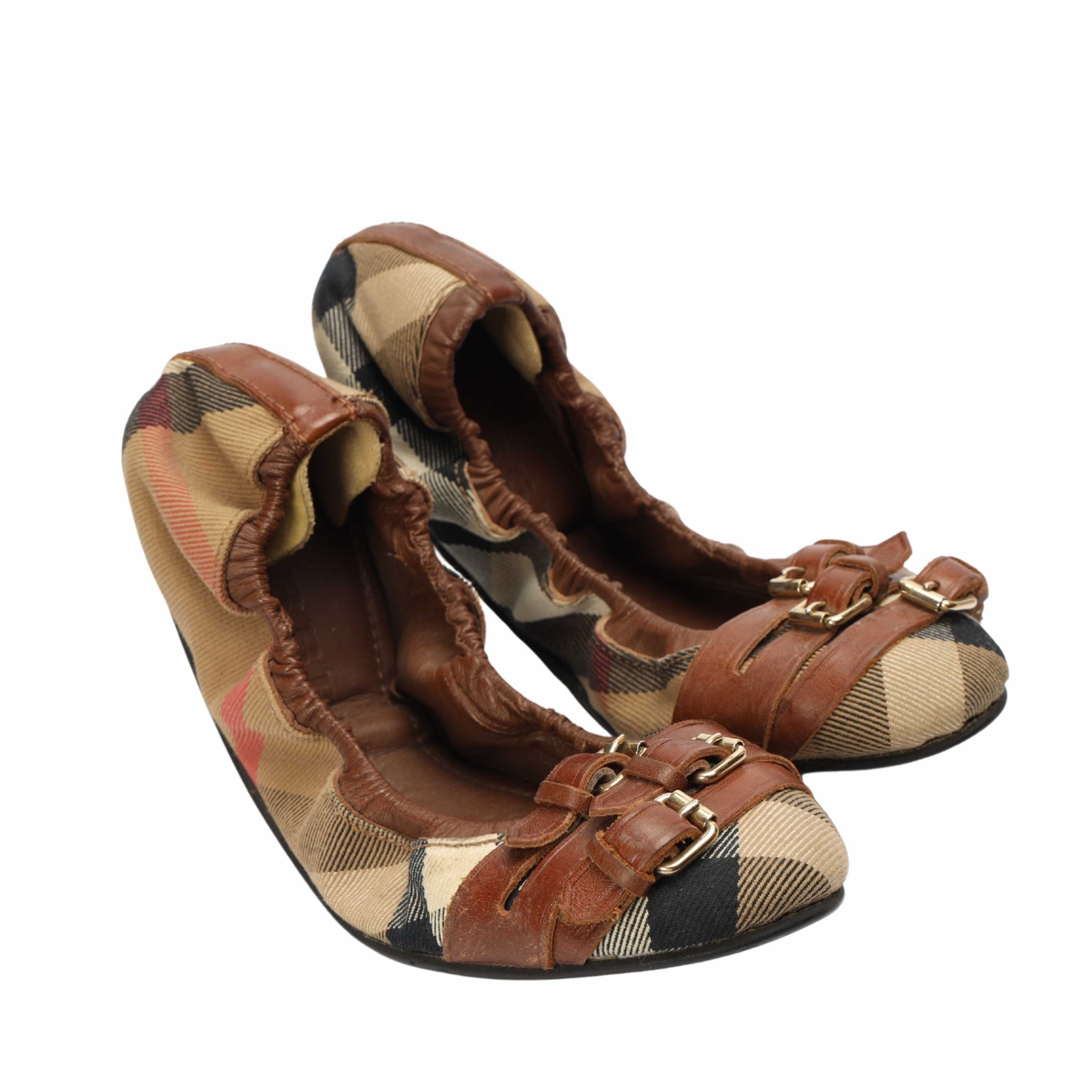 Burberry House Check Falcony Scrunch Ballet Flats