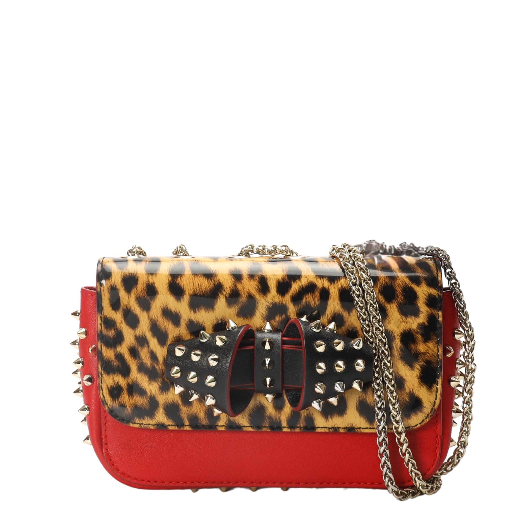 Christian Louboutin Leopard Print Spikes Shoulder Bag
