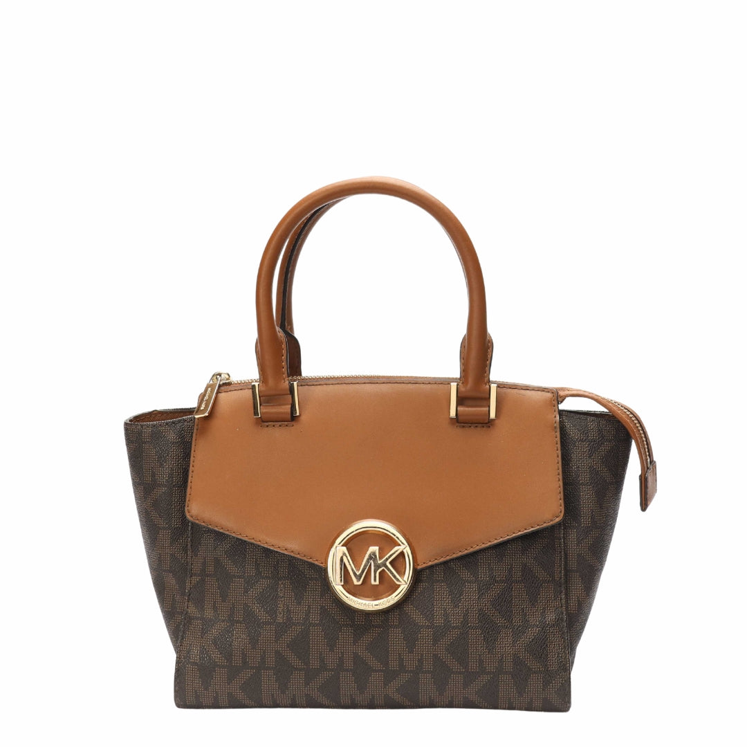 Michael Kors Hudson Brown Logo Satchel