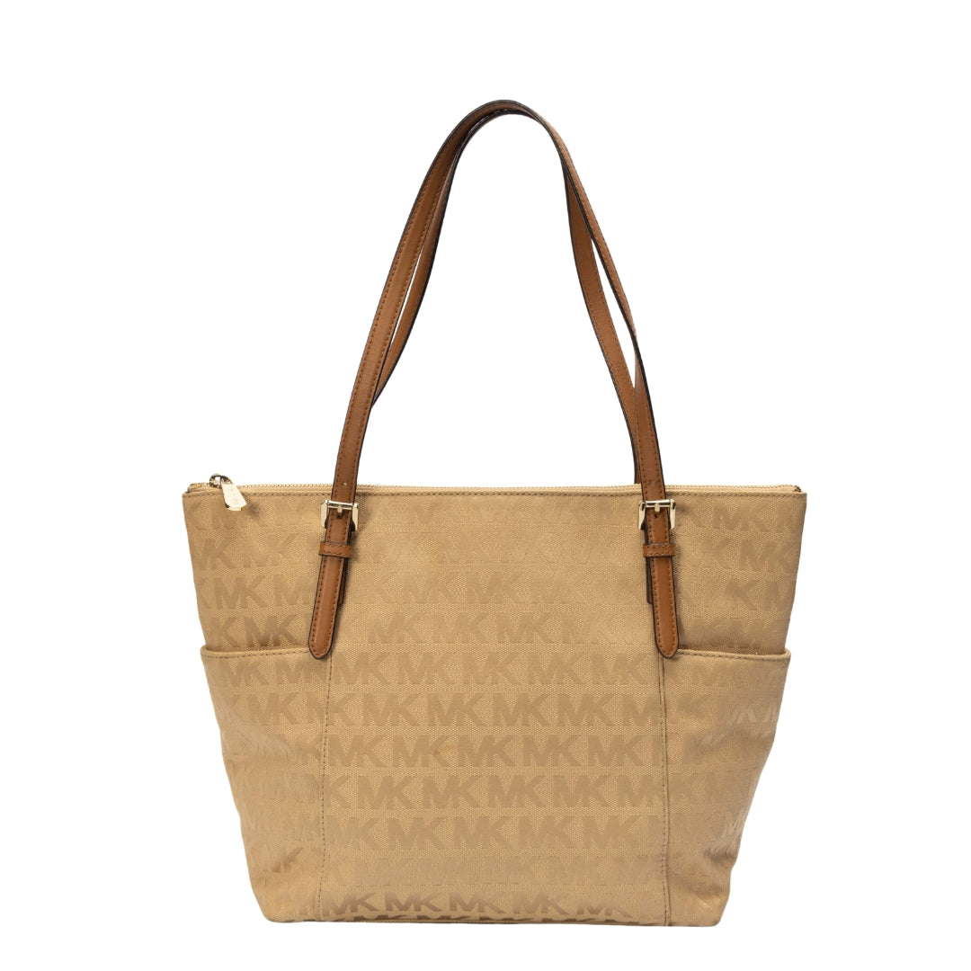 Michael Kors Beige Jet Set Top Zip Tote