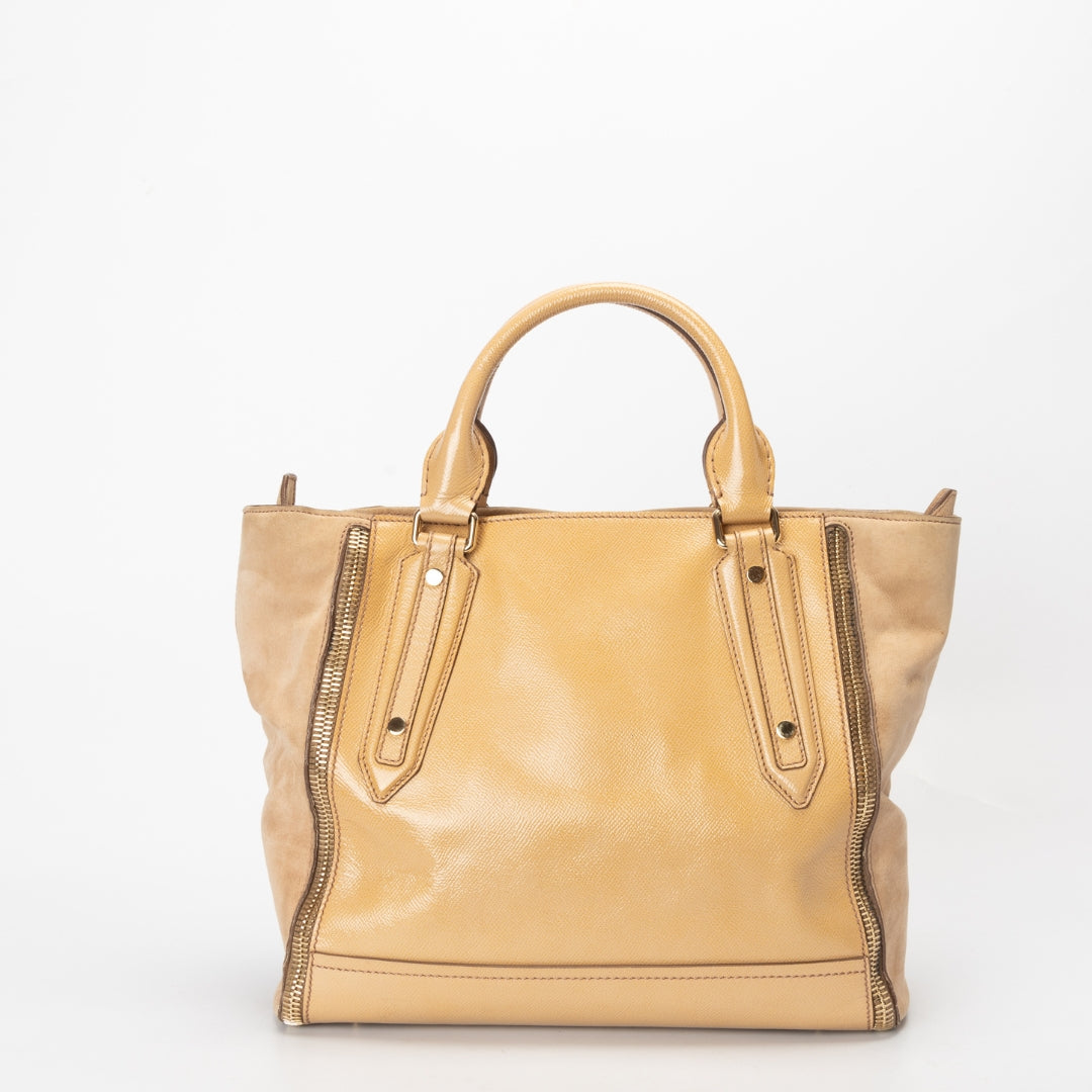 Burberry Beige Patent Leather Somerford Convertible Tote