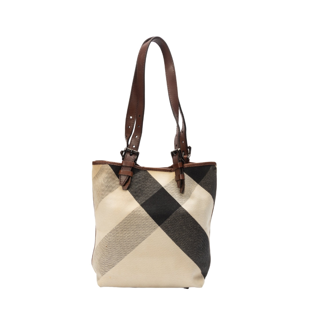 Burberry Brown/Beige Super Novacheck Canvas Leather Tote