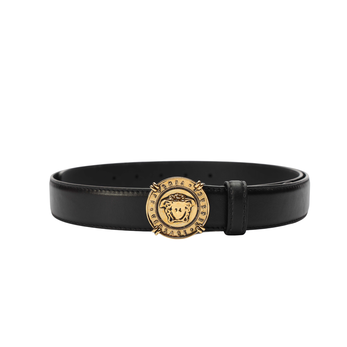 Versace Round Medusa Black Belt