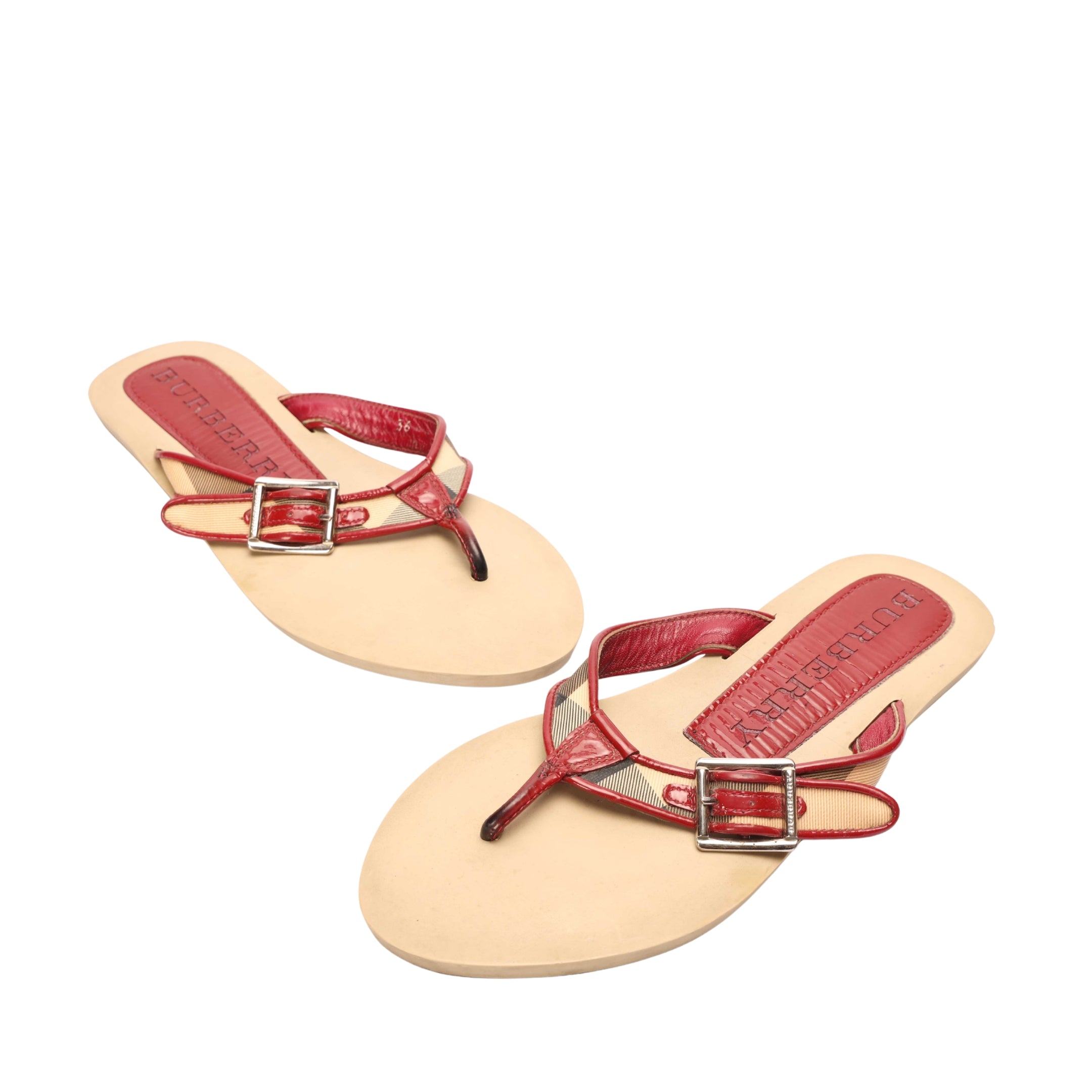 Burberry Check Beige Red Sandals
