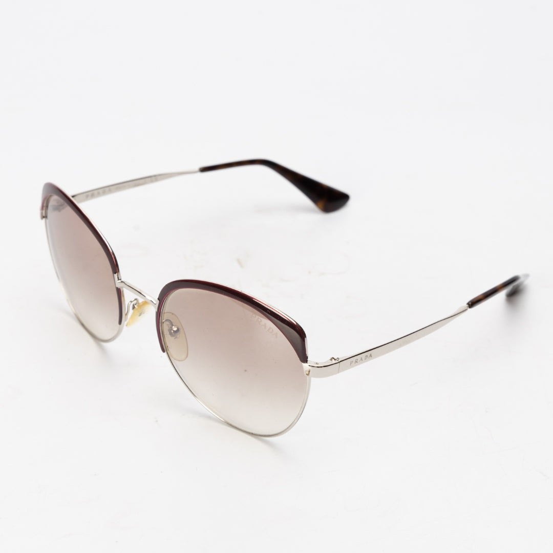 Prada Silver Full Rim Round Sunglasses