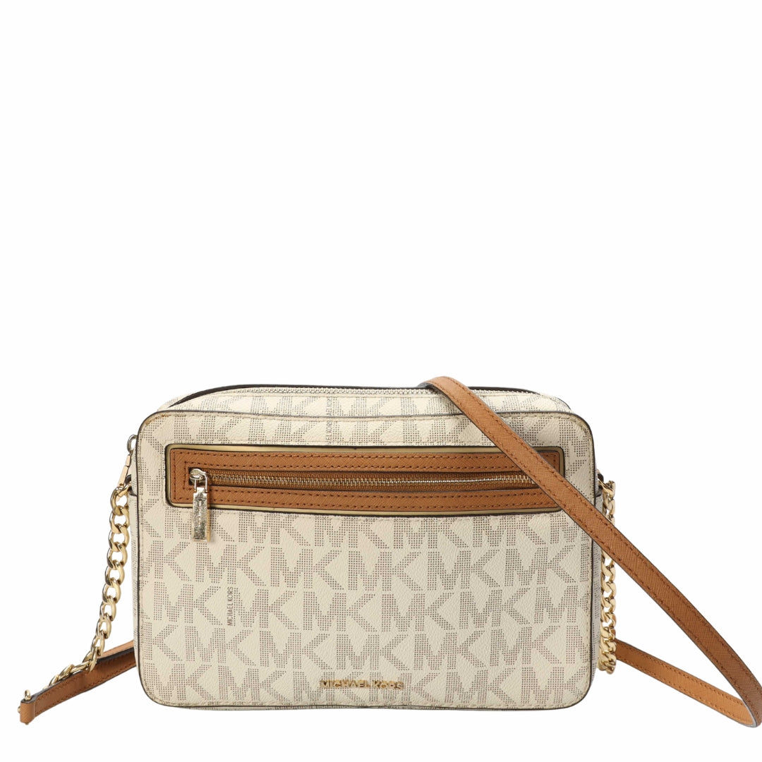 Michael Kors Vanilla Jet Set Logo Crossbody Bag