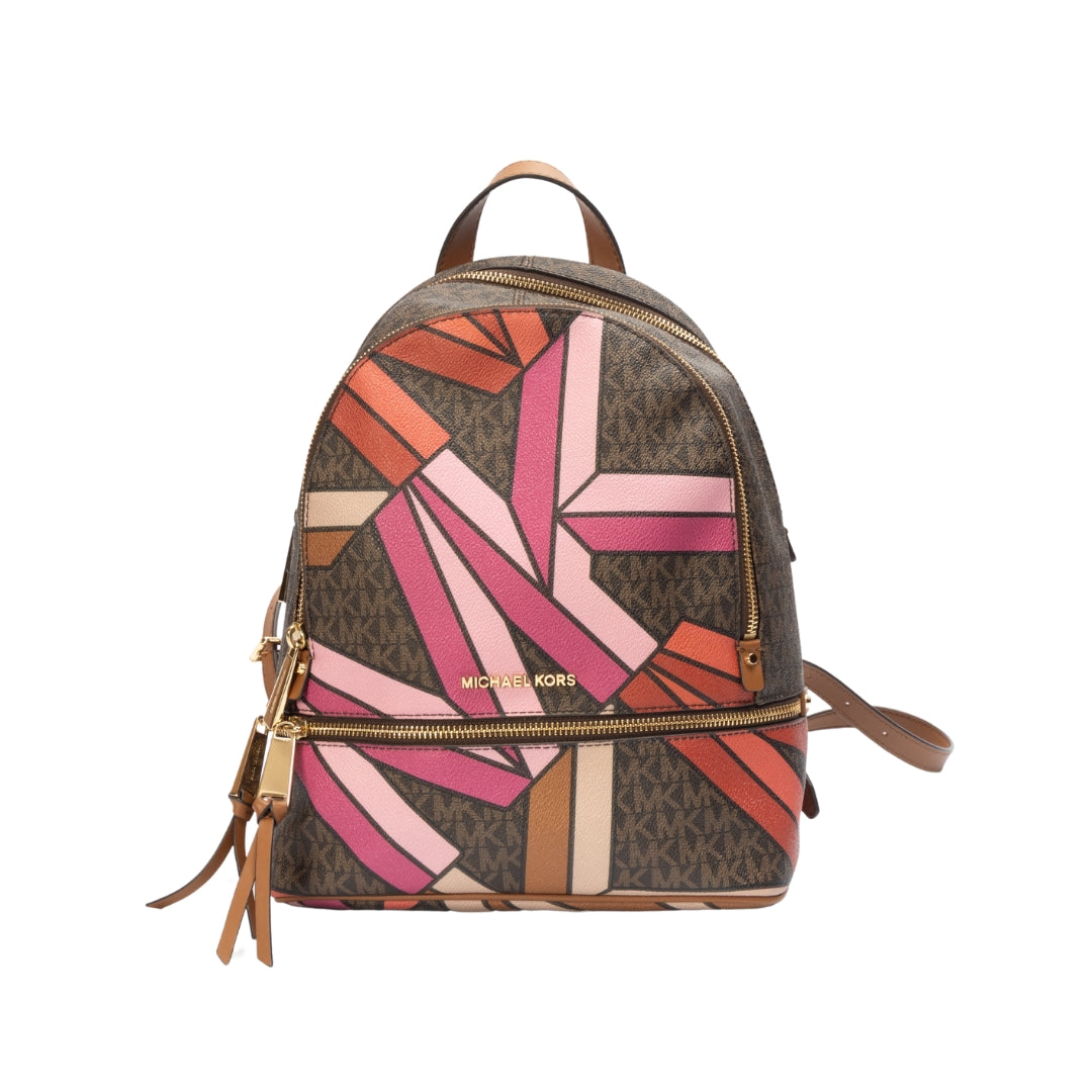 Michael Kors Rhea Zip Facet Signature Medium Backpack