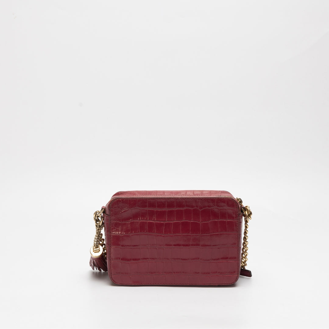 Michael Kors Ginny Crocodile-Embossed Leather Crossbody Bag