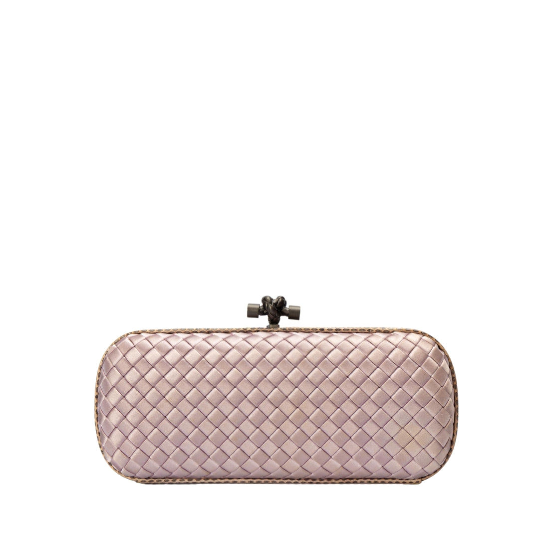 Bottega Veneta Lavender Intrecciato Satin Knot Long Clutch
