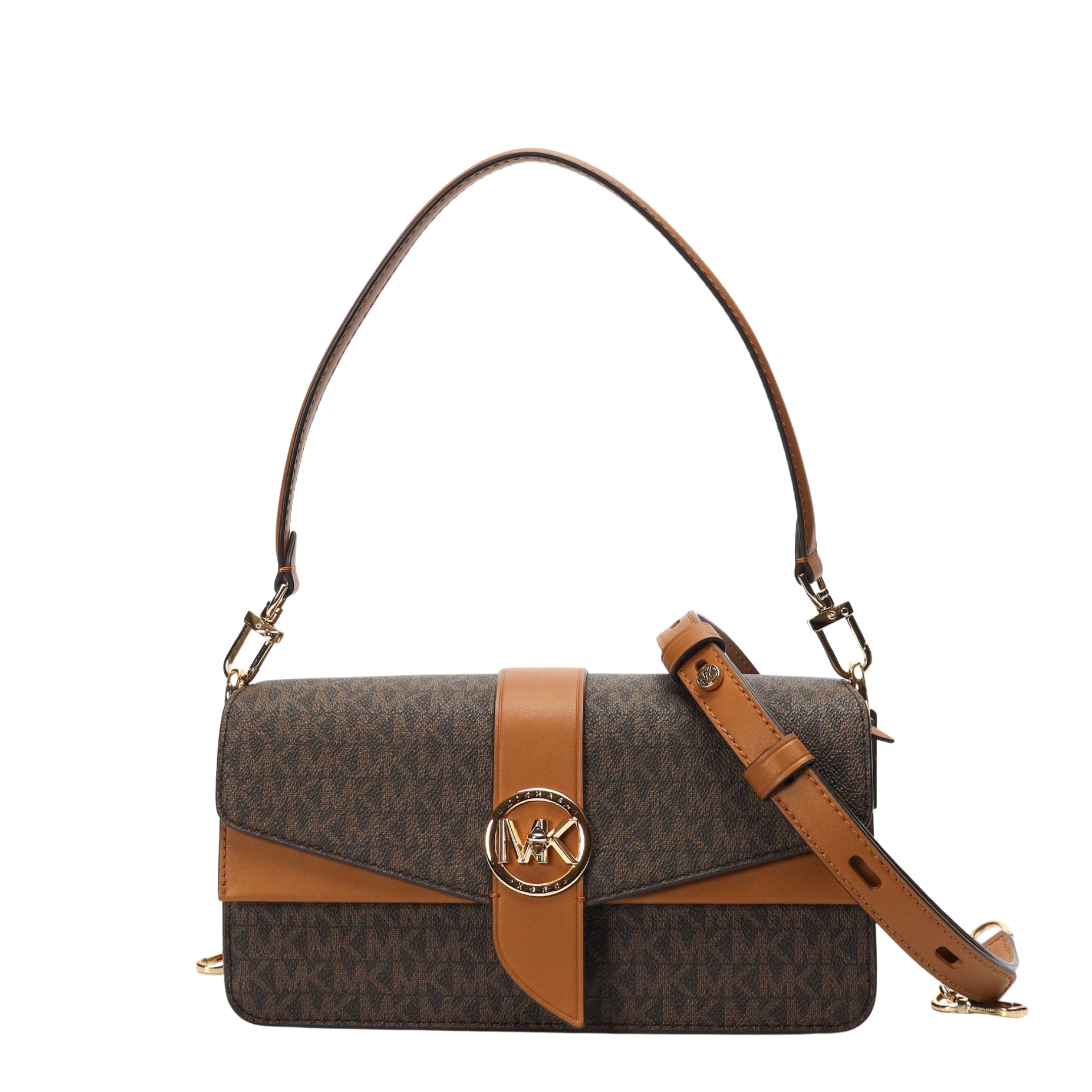 Michael Kors Greenwich Brown Logo Convertible Crossbody Bag