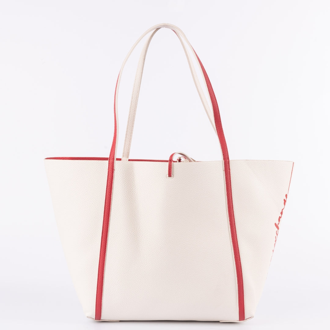 Armani Exchange White & Red Reversible Tote Bag With Pouch