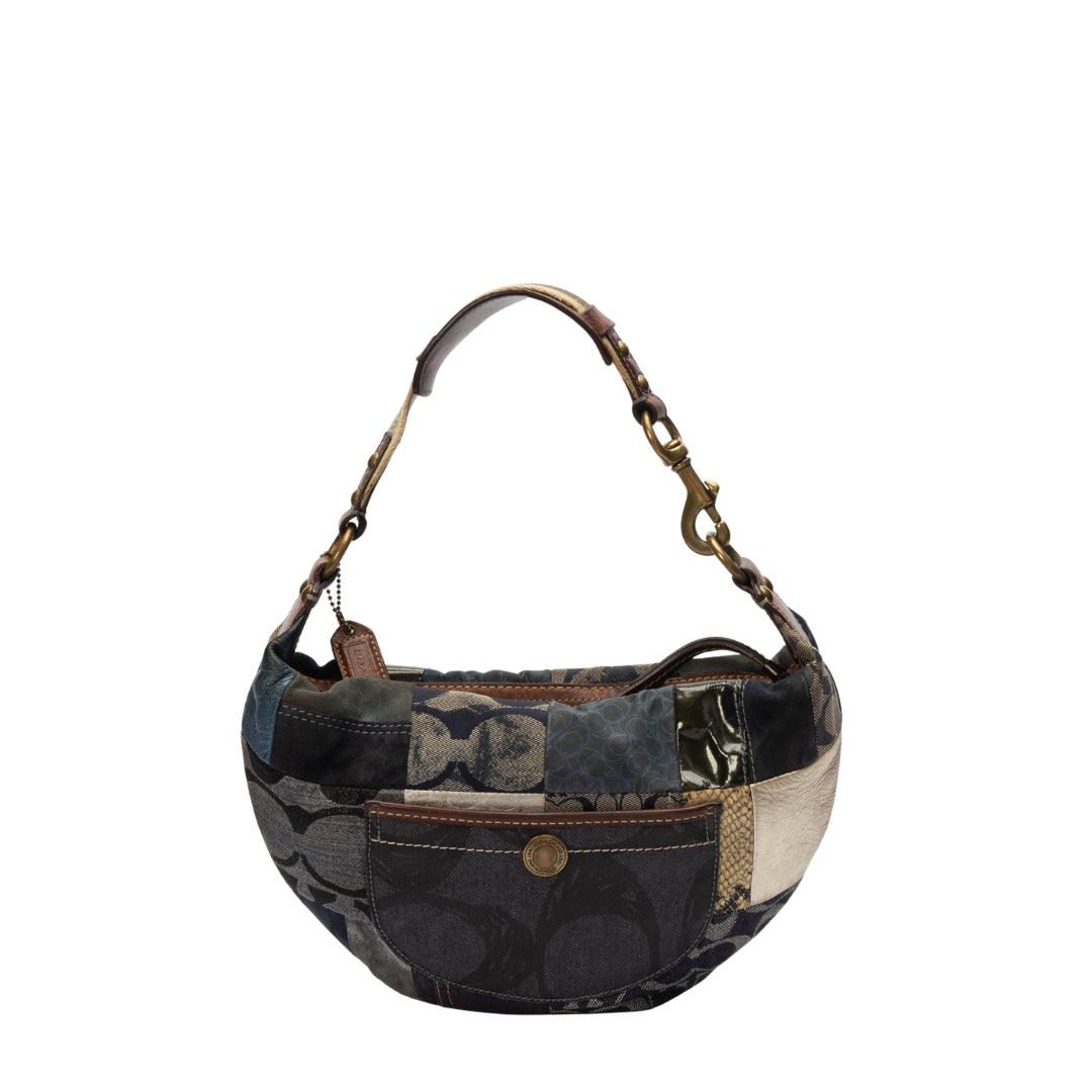 Coach Blue Patchwork Half Moon Shoulder Bag