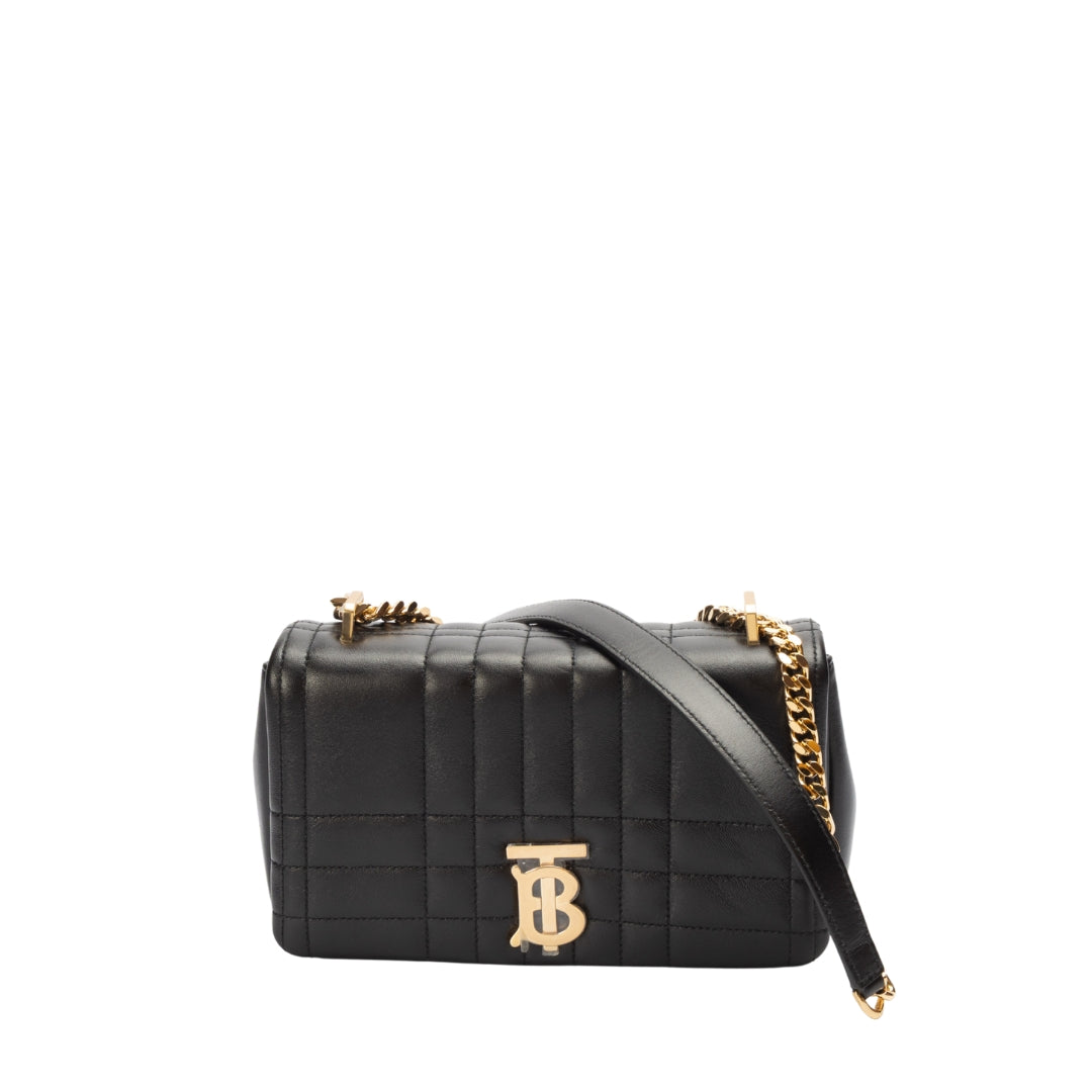 Burberry Black Lambskin Quilted Small Lola Shoulder Bag