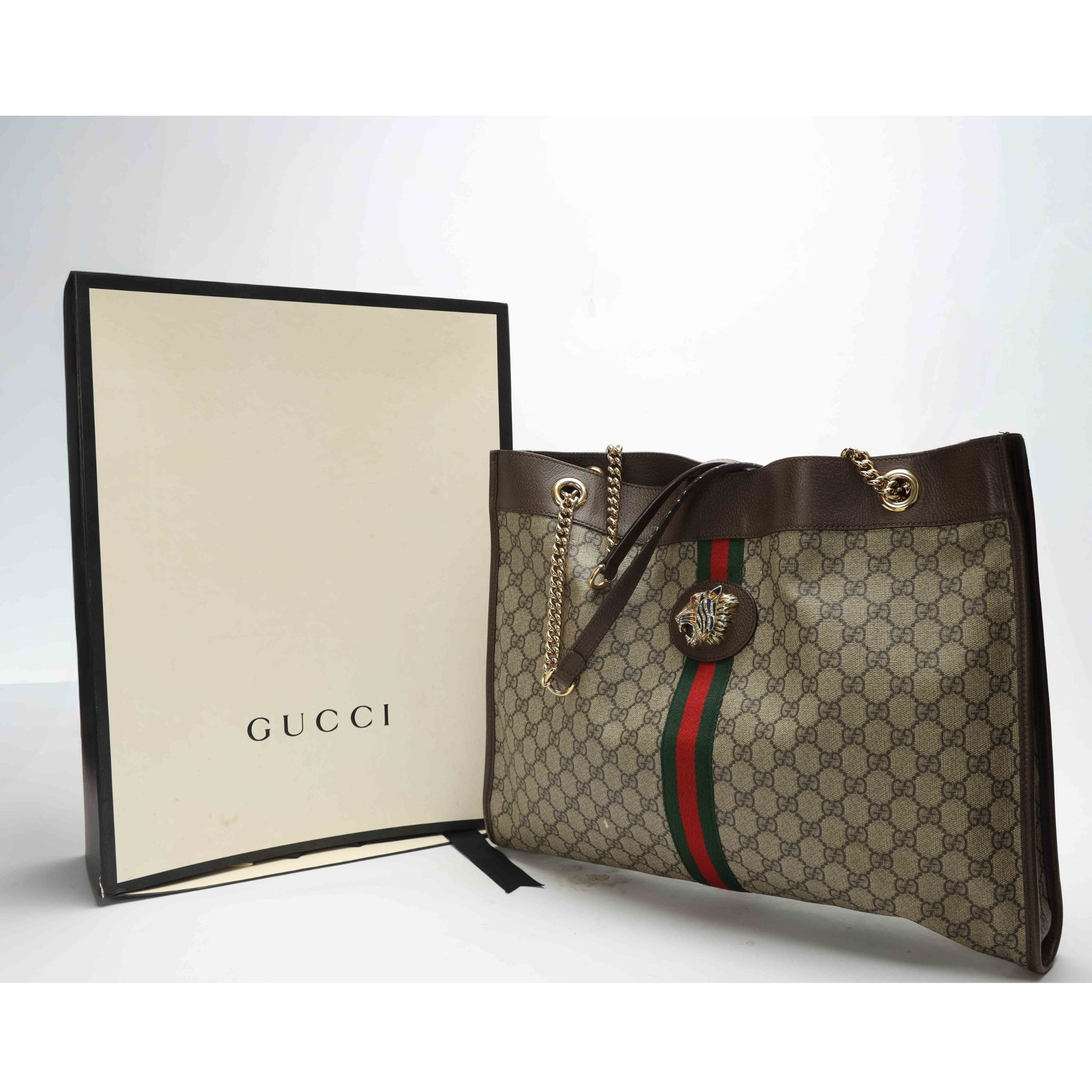 Gucci GG Supreme Canvas Large Web Rajah Tote