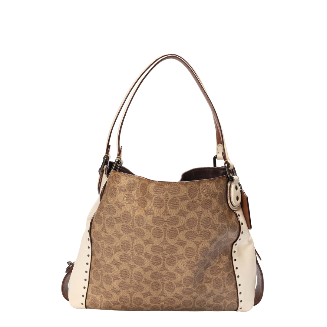 Coach Edie Signature Canvas Rivets Shoulder Bag 31