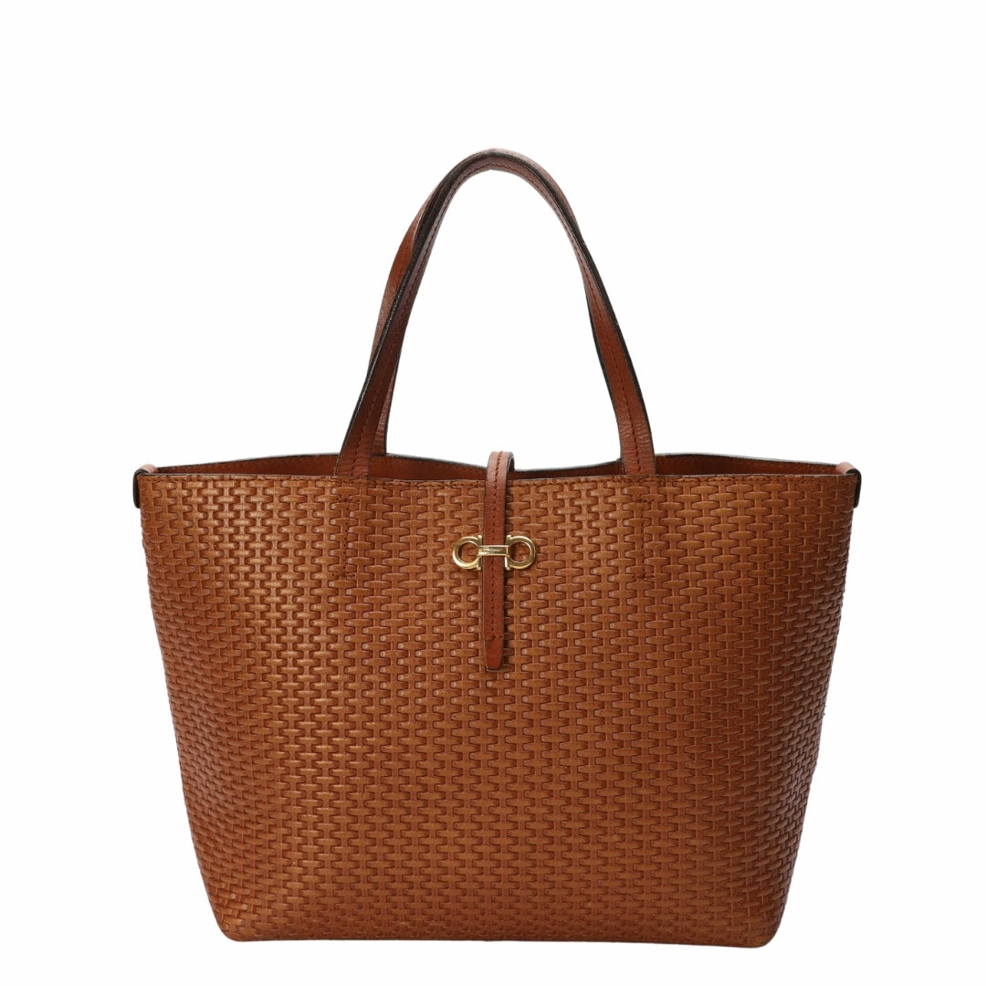 Salvatore Ferragamo Brown Braided Bice Tote