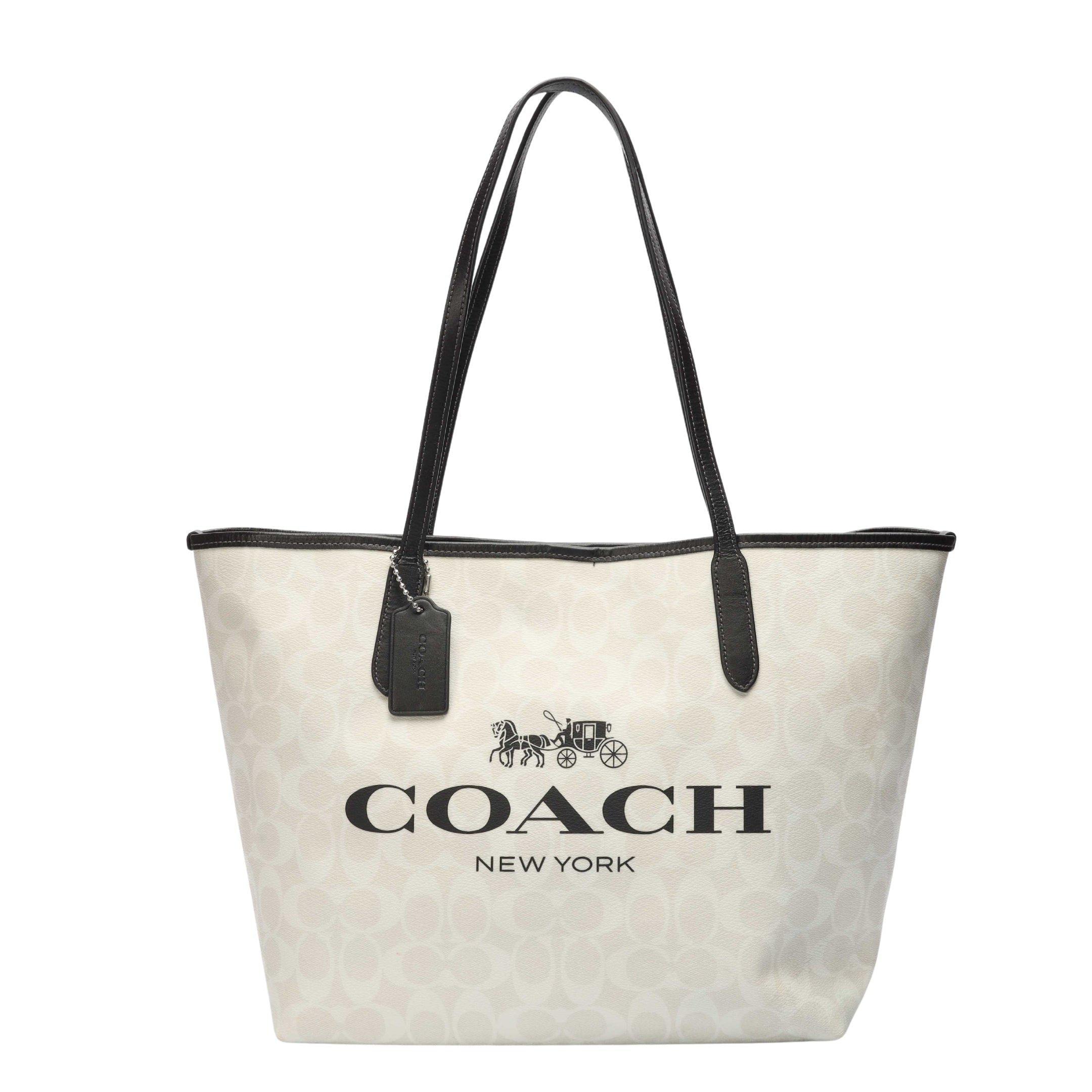 Coach White Signature Canvas City Tote