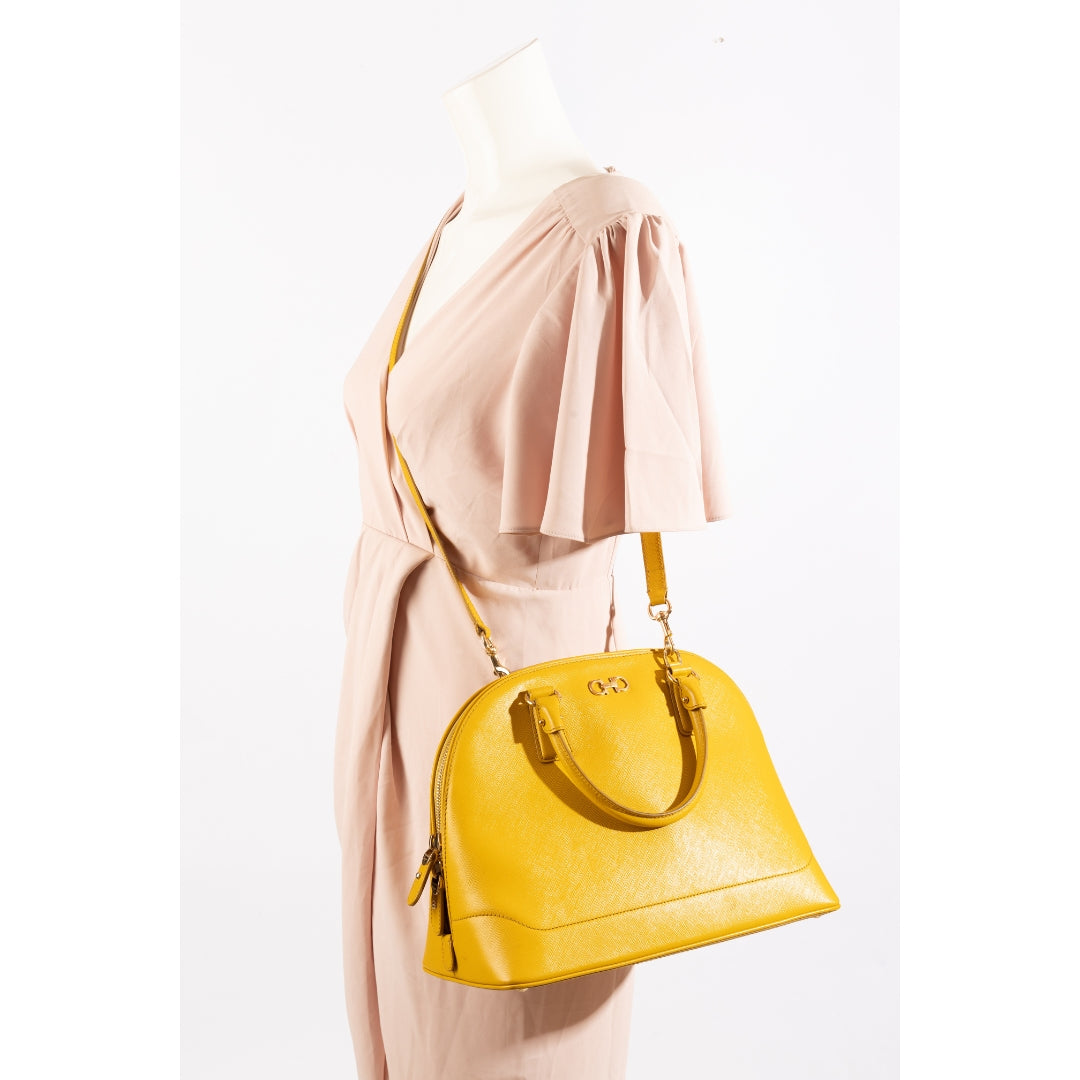 Salvatore Ferragamo Yellow Darina Convertible Satchel