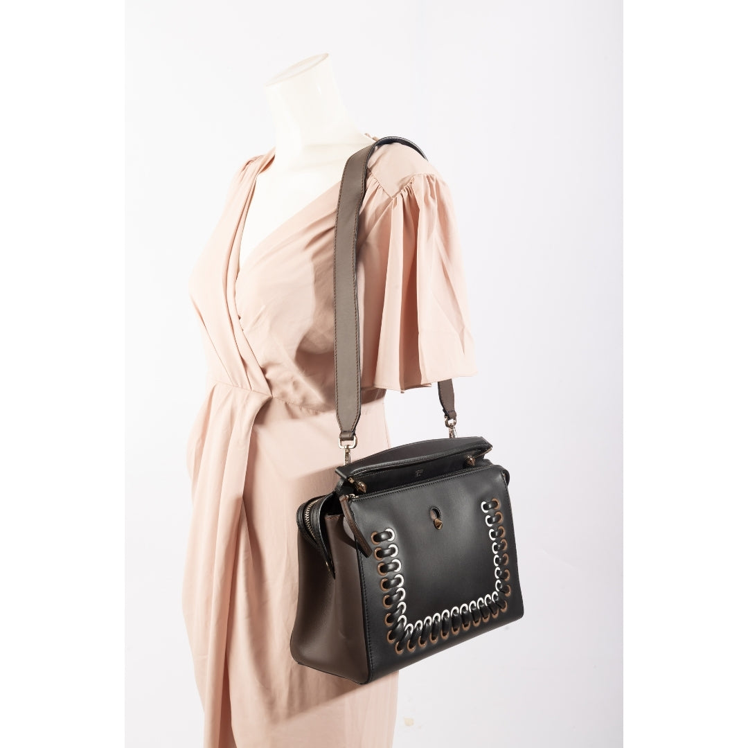 Fendi Dotcom Black Leather Shoulder Bag