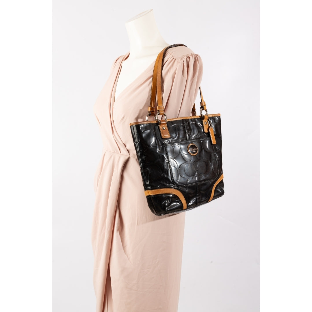Coach Black Patent Leather Peyton Tote