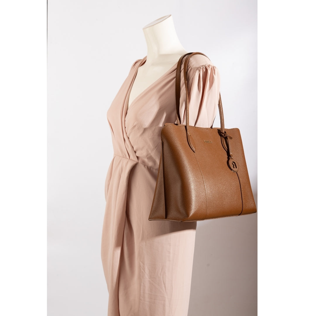 Furla Cognac Vittoria Medium Leather Tote
