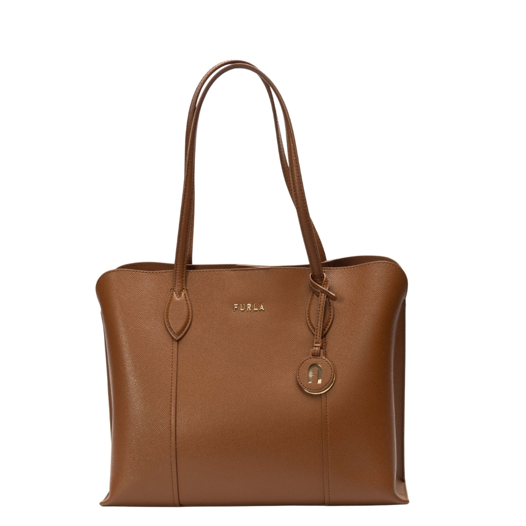 Furla Cognac Vittoria Medium Leather Tote